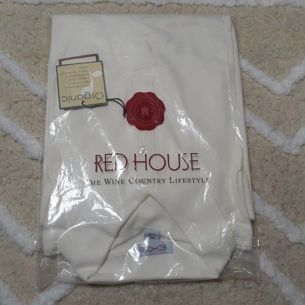 Red House White Mens XL 100% Organic Cotton Casual Polo Short Sleeve NWT